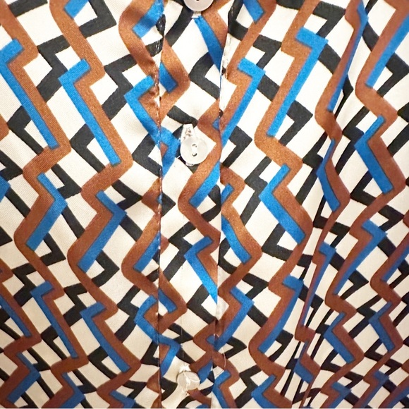 Zara Women’s Geometric Print Tie Neck Button Back Blouse Long Sleeve Office Date - Picture 7 of 9